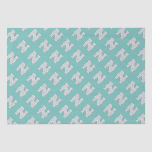 Papel De Seda Mint Silver - Letra N (Frente )