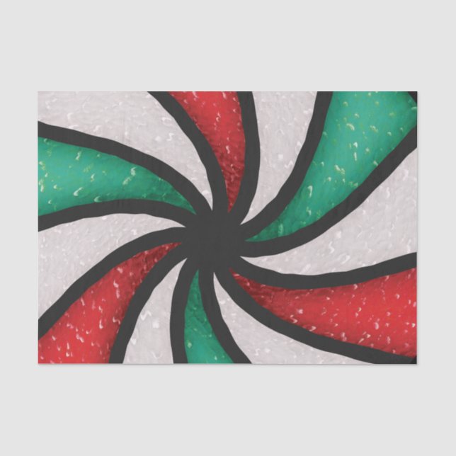 Papel De Seda Mint Vidro Mantido De Pimenta De Natal Vermelho (Frente )