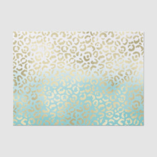 Papel De Seda Mint Watercolor Ombre Glam Dourado Leopardo