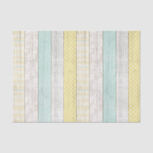 Papel De Seda Mint & Yellow Boho Padrão Geométrico Madeira Rústi