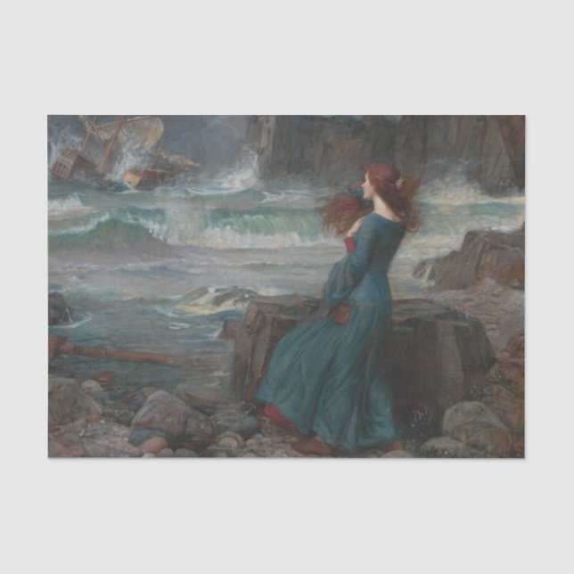 Papel De Seda Miranda e a Tempestade por John William Waterhouse (Frente )