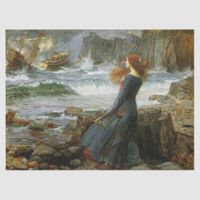Papel De Seda Miranda - O Tempest de John William Waterhouse (Frente )