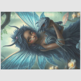 Papel De Seda Misterioso Dragão Gótico Fada