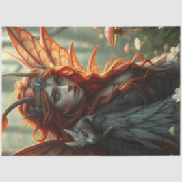 Papel De Seda Misterioso Dragão Gótico Fada