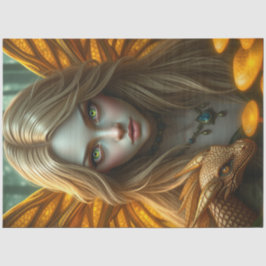 Papel De Seda Misterioso Dragão Gótico Fada