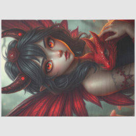 Papel De Seda Misterioso Dragão Gótico Fada