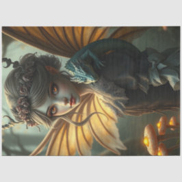 Papel De Seda Misterioso Dragão Gótico Fada