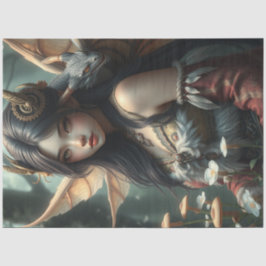 Papel De Seda Misterioso Dragão Gótico Fada