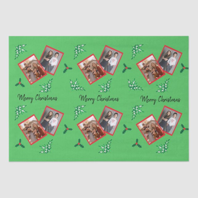 Papel De Seda Mistletoe Holly Berries 2 fotos (Frente )