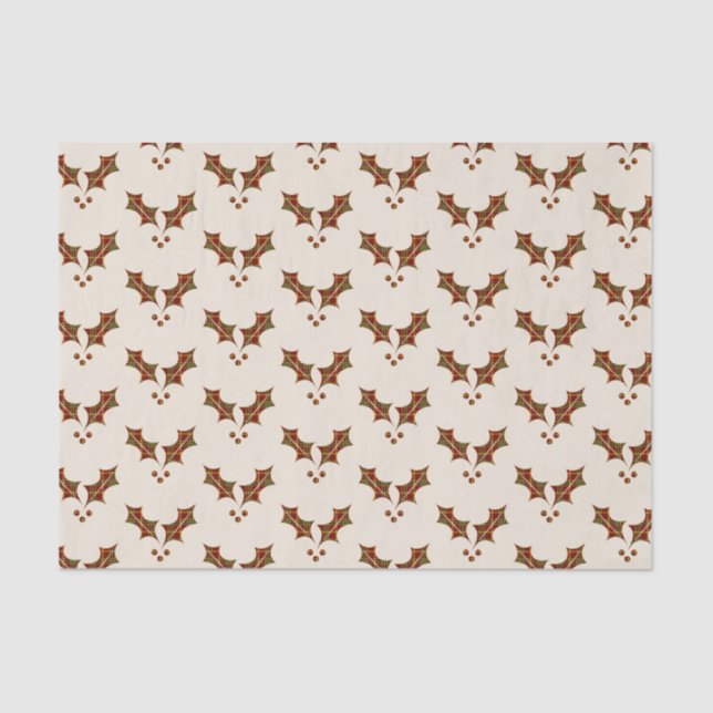 Papel De Seda Mistura de Natal Vermelha e Xadrez Verde (Frente )