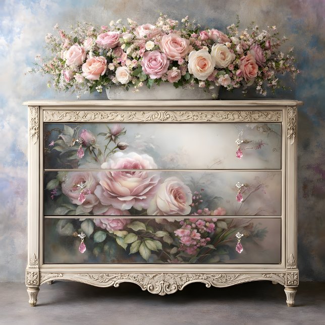 Papel De Seda Misty Rosa Dawn Decoupage (Misty Rose Dawn Decoupage Tissue Paper)