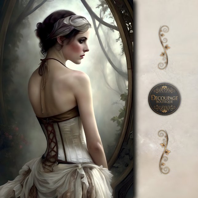 Papel De Seda Misty Woodland Corset Girl Decoupage (Misty Woodland Corset Girl Decoupage Tissue Paper)