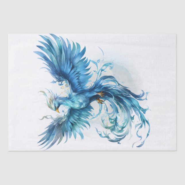 Papel De Seda Mitologia das aves da Phoenix azul (Frente )