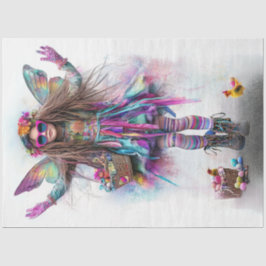 Papel De Seda Moça de Páscoa Vestida Vibrante e Desarticulada