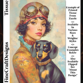 Papel De Seda Moça Steampunk & Dachshund Dog DH6R Decoupage