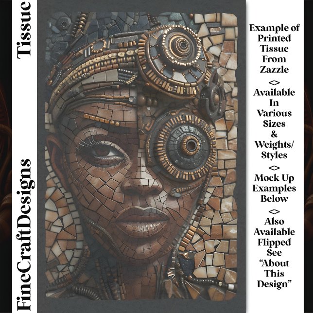 Papel De Seda Moça Steampunk Dark Mousseline Faux Mosaic 028R (Criador carregado)