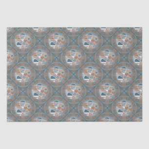 Papel De Seda Mocha e Abstrato Teal Acentos Mandala Azulejo Diam