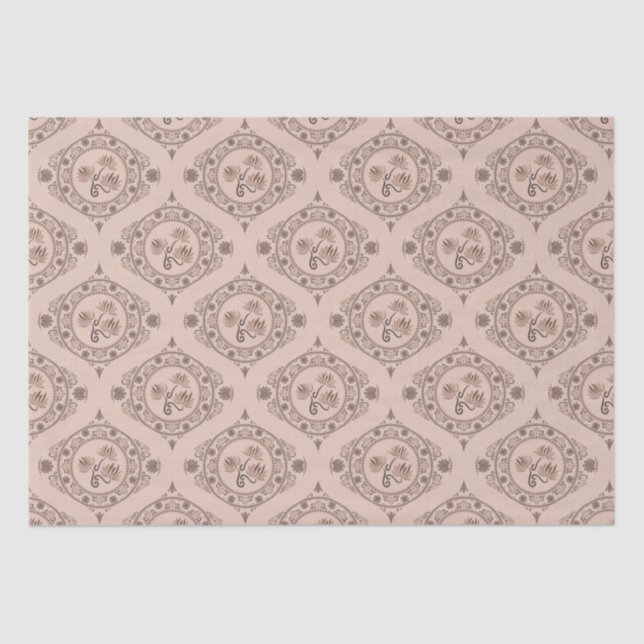 Papel De Seda Mocha Rococo Revival Lotus Mandala Médio Mod Ogee (Frente )