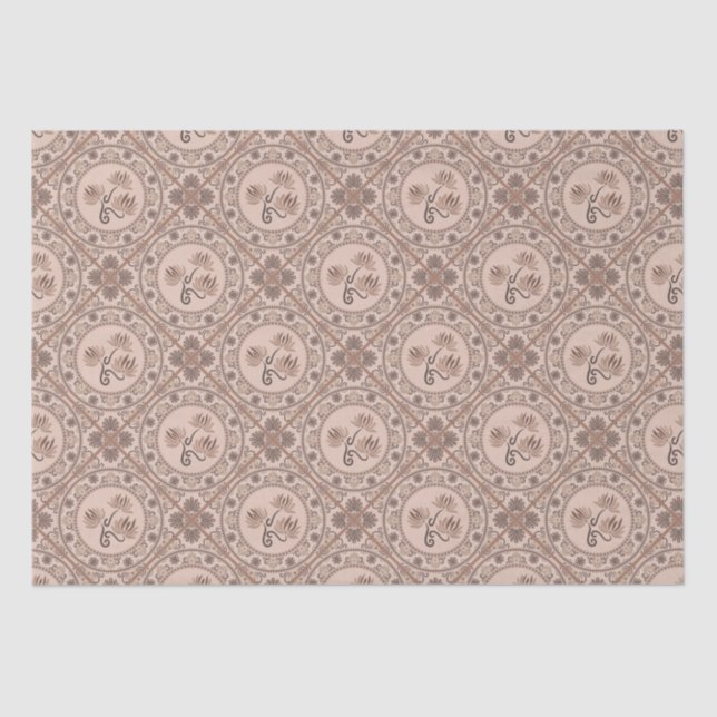 Papel De Seda Mocha Rococo Revival Mandala Geo Azulejo Diamond (Frente )