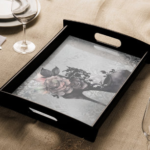 Papel De Seda Moda Gótica Alto Calços com Flor de Pastel Mudado