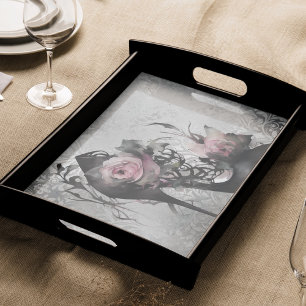 Papel De Seda Moda Gótica Stiletto Heel com Rosas Rosa Mauve