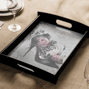 Papel De Seda Moda Gótica Stiletto Heel com Rosas Rosa Mauve