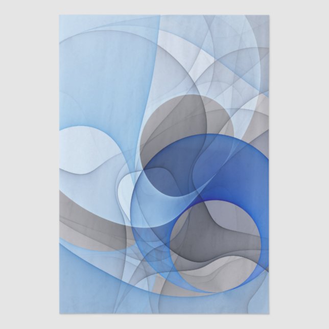 Papel De Seda Modern Abstract Blue Gray Fractal Art Graphic (Frente )