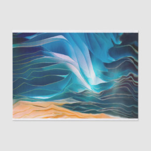 Papel De Seda Modern Abstrato Blue Beach Wave