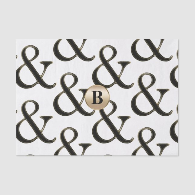Papel De Seda Modern Ampersand Modern Monograma Personalizado (Frente )