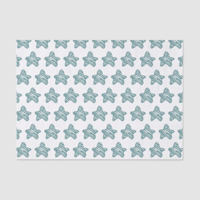 Papel De Seda Modern Blue Star Sketch Pattern (Frente )