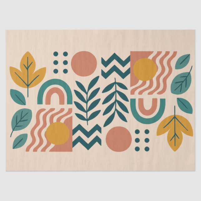 Papel De Seda Modern Boho Abstrato Nature Wall Art (Frente )