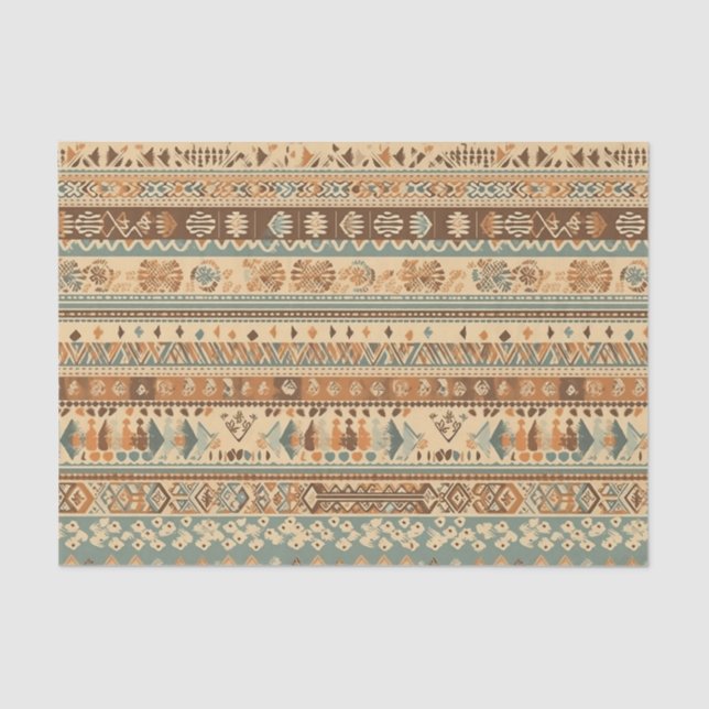 Papel De Seda Modern Boho Camel Brown Turquoise (Frente )