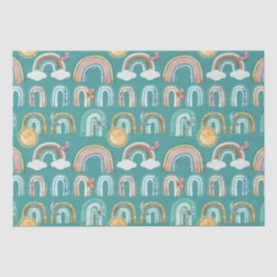 Papel De Seda Modern Boho Rainbow Teal Terracotta Mostard Pink