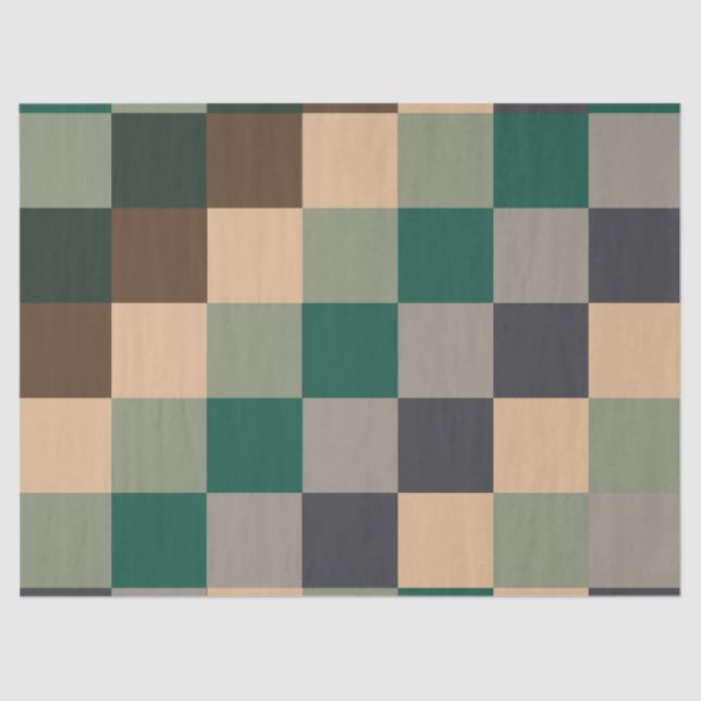 Papel De Seda Modern Color Checks Checkerboard (Frente )