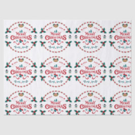 Papel De Seda Modern Festive Beige Red Green Holiday