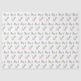 Papel De Seda Modern Holiday Christmas Greenery Botanical Berry