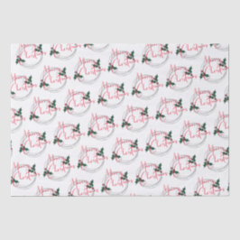 Papel De Seda Modern Holly Wreath Feliz Natal