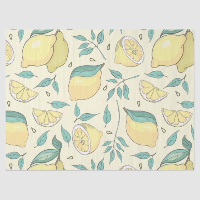 Papel De Seda Modern Lemon Citrus Summer Personalizado (Frente )
