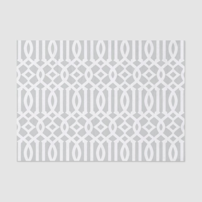 Papel De Seda Modern Light Cinza Trellis Pattern (Frente )