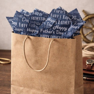 Papel De Seda Modern Navy Blue White Typography Father’s Day
