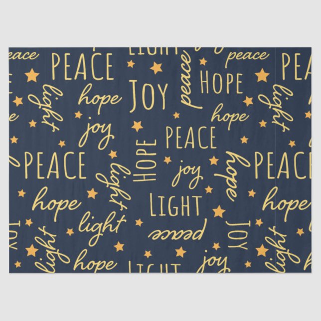 Papel De Seda Modern Navy & Gold Christmas Script Decoupage (Frente )