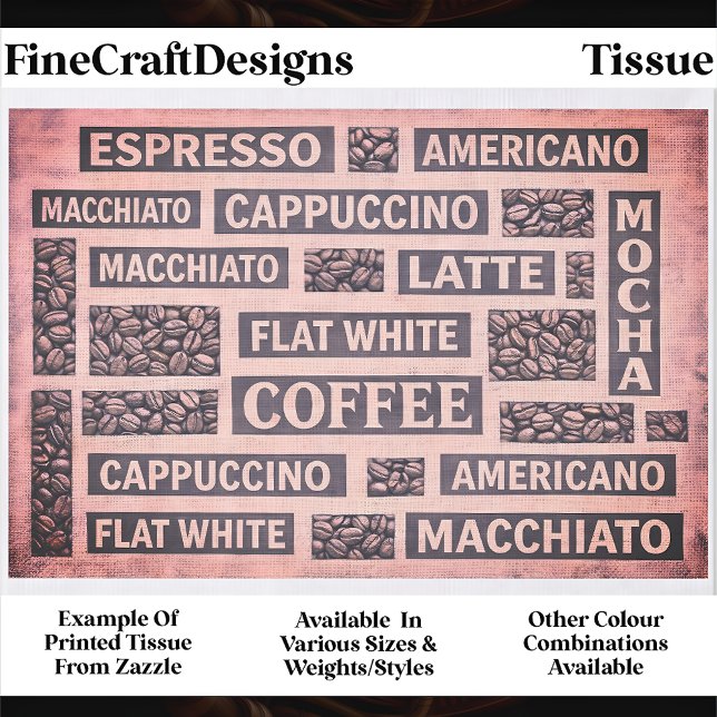 Papel De Seda Modern Pink Coffee Cafe Typography FC9 Decoupage (Criador carregado)