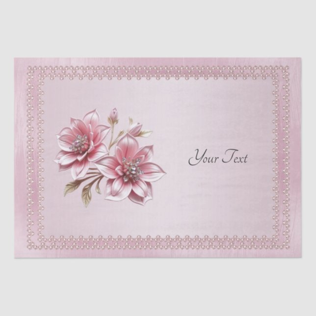 Papel De Seda Modern Pink Flowers Tissue Paper (Frente )