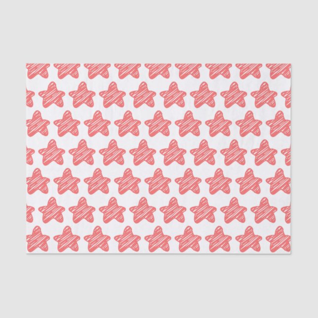 Papel De Seda Modern Pink Star Sketch Pattern (Frente )