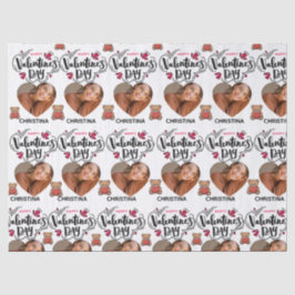 Papel De Seda Modern Red Happy Valentines Day one Heart Photo