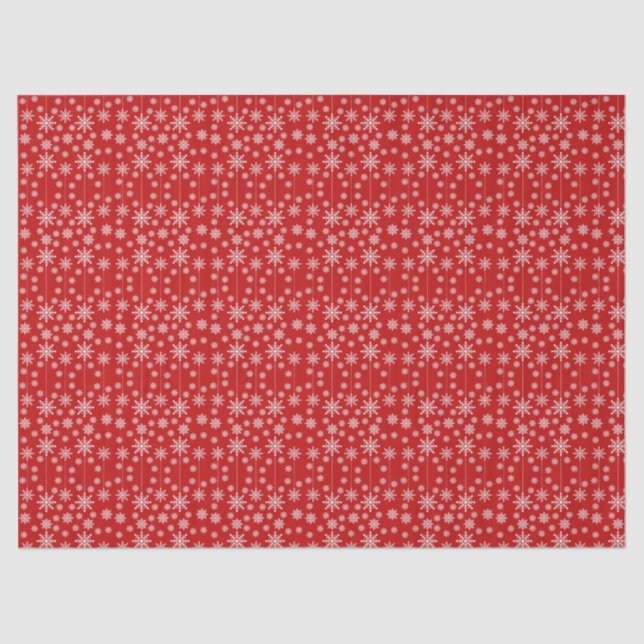 Papel De Seda Modern Red & White Snowflake Christmas Holiday (Frente )