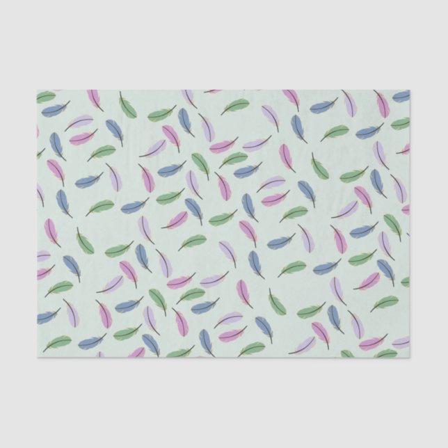 Papel De Seda Modern Stylish Pastel Blue Feathers Pattern (Frente )