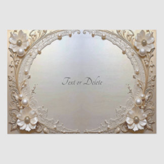Papel De Seda Modern White Flowers Pearls Tissue Paper