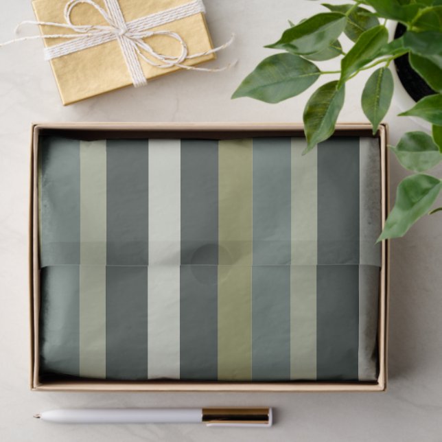 Papel De Seda Moderna Linear | Aged Sage & Winter Moss (Presente)
