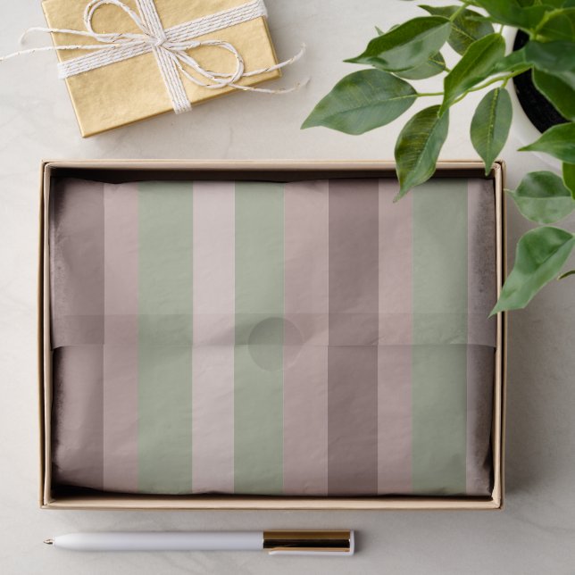 Papel De Seda Moderna Linear | Sage Envelhecido e Rosa Chá (Presente)